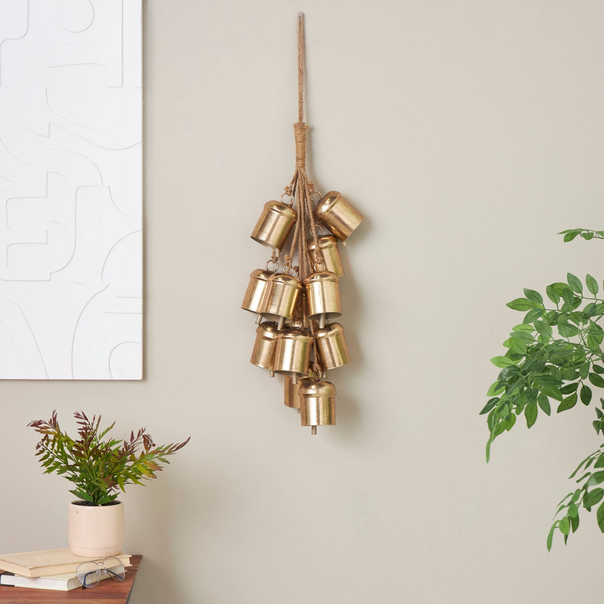 25" Gold Metal Cascading Cluster Decorative Bells
